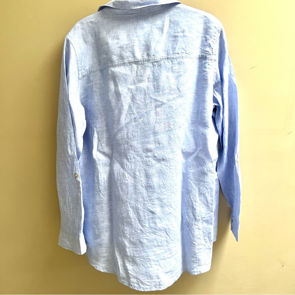 Sigrid Olsen blue Linen Button-Up Shirt - Relaxed Fit size L - Picture 2 of 4